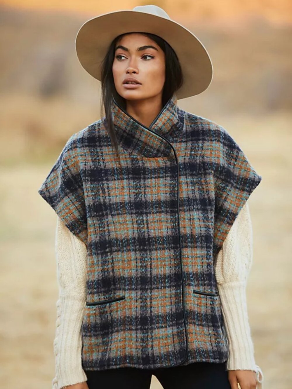 Andersen & Lauth Cinnamon Plaid Capelet from Anthropologie